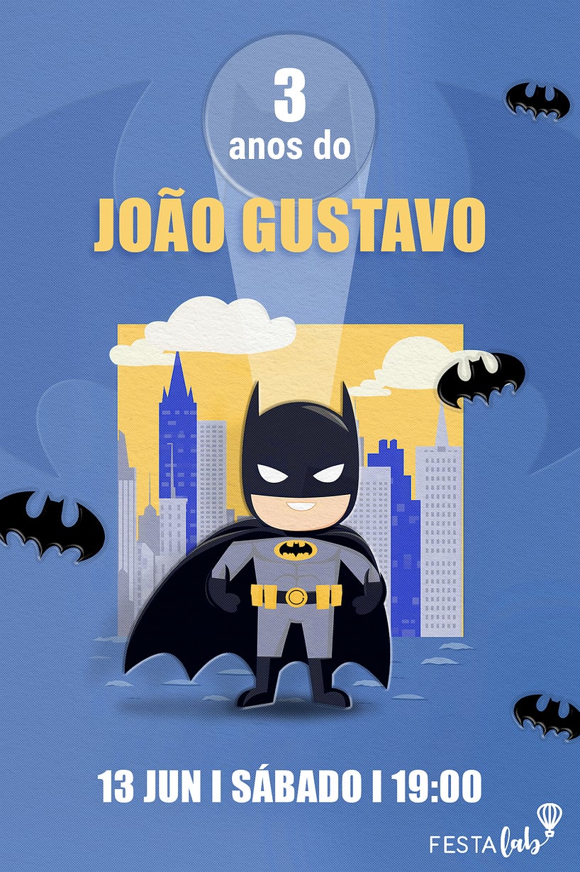 Criar convite de aniversário - Baby Batman Cartoon| FestaLab