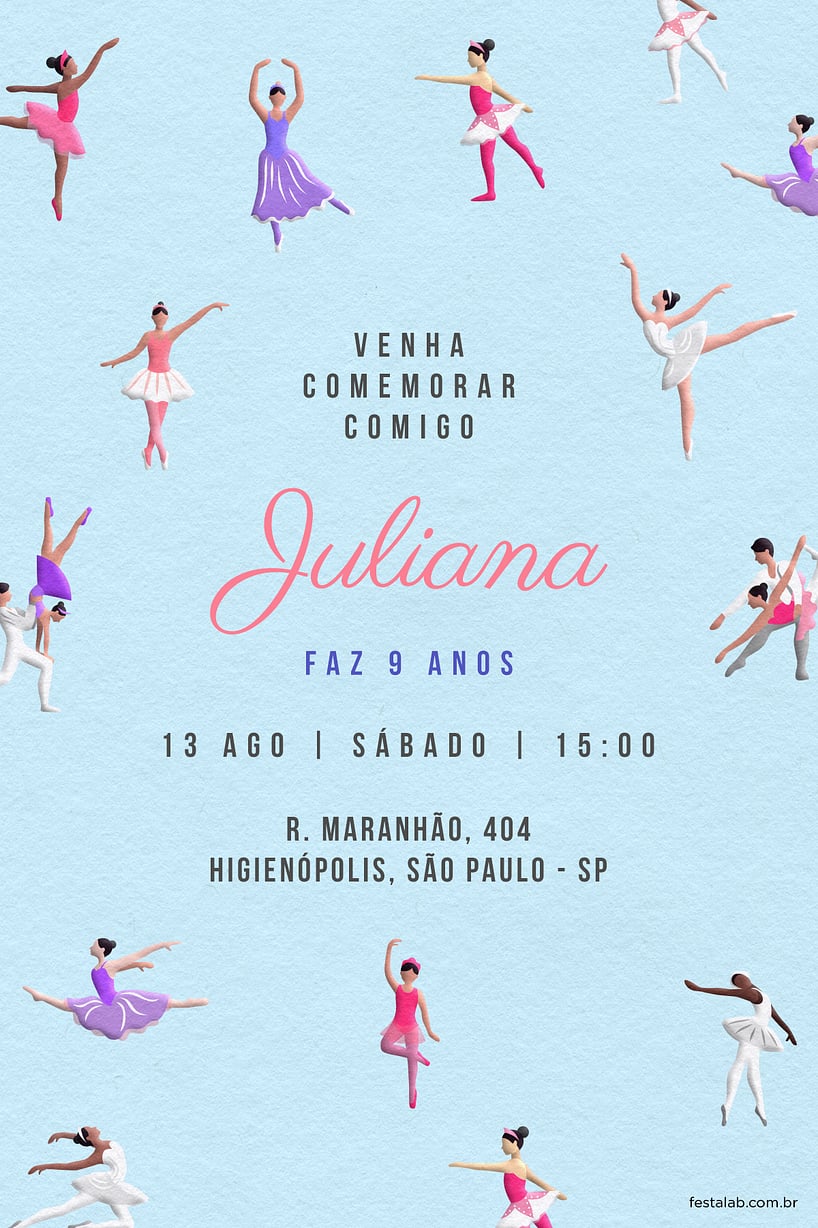 Convite de Aniversario - Bailarinos
