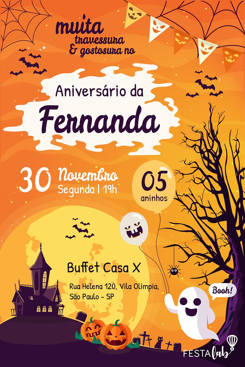 Convite de Aniversario - Halloween