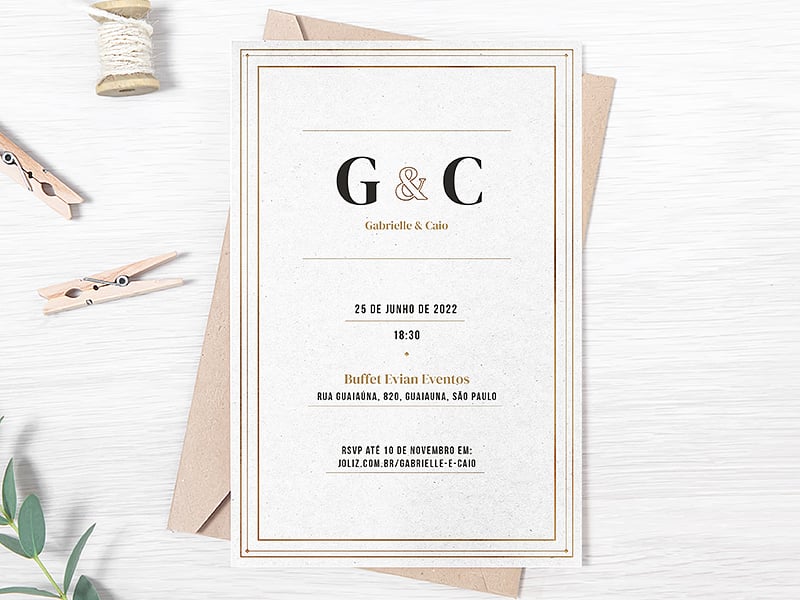 Crie seu convite de casamento - Traços minimalistas| FestaLab
